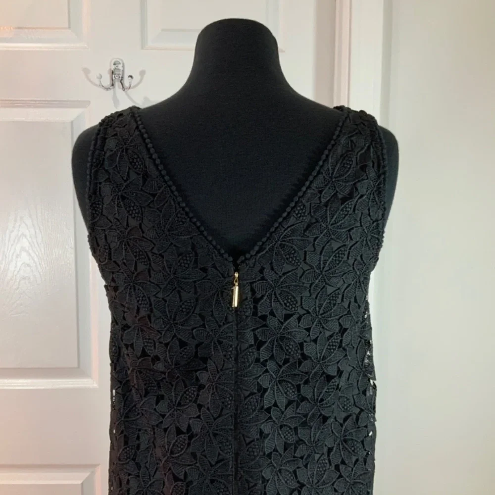 Kate Spade Leaf Lace Black Sleeveless Shift Dress Size 8